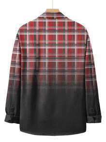 Manfinity Homme Men Plus Plaid Print Ombre Shirt Without Tee - Red - View 4