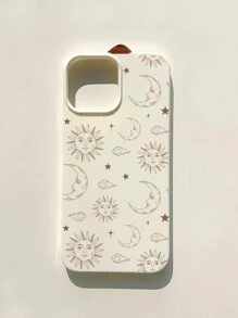 Ariqdhaksinargha 艺术家假期太阳和月亮图案防摔创意亮面白色手机壳与苹果兼容，假期 - 白色 - 查看 2