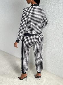 Slaydiva Houndstooth Print Jacket & Pants