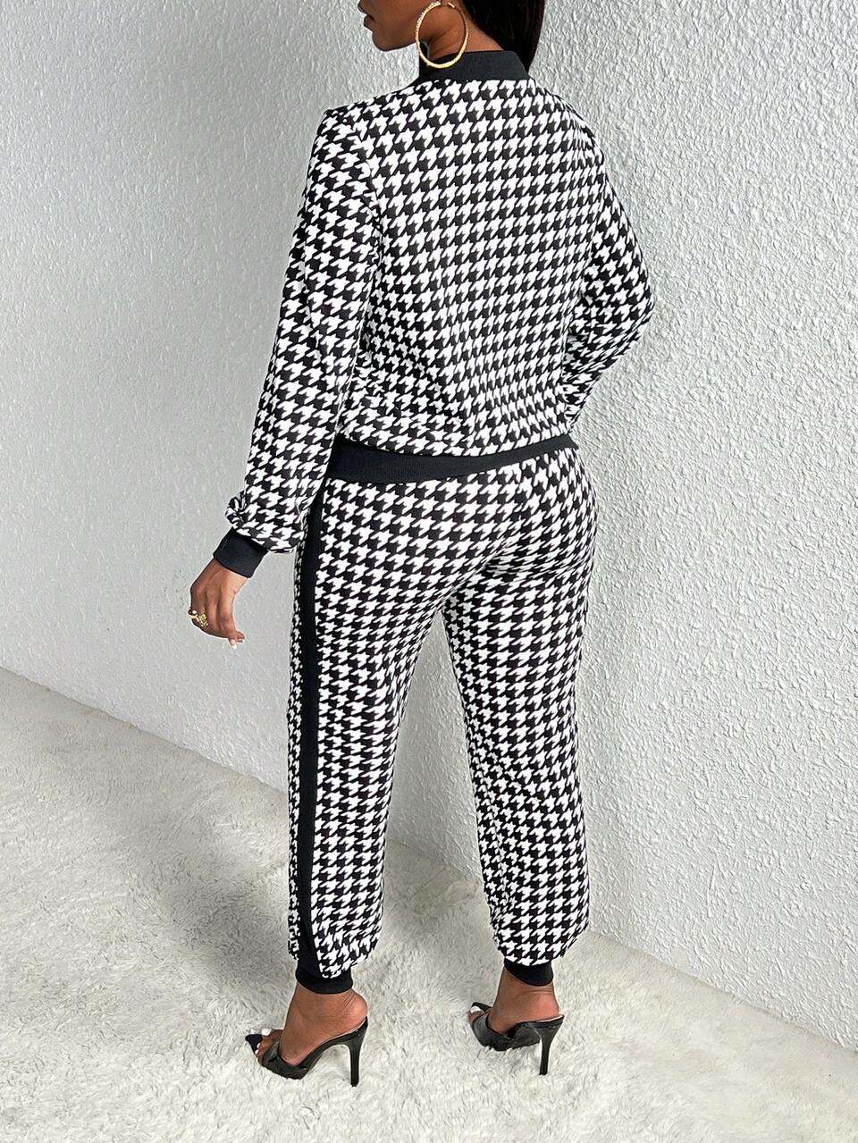 Houndstooth Print Jacket & Pants