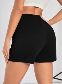 Powerista Quần short thể thao cạp chun có túi chéo Quần short có dây rút Quần short áo len - màu đen - Xem 4