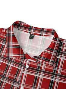 Manfinity Homme Men Plus Plaid Print Ombre Shirt Without Tee - Red - View 7
