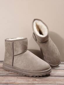 2025新款女士短踝雪地靴，保暖百搭简约设计防滑，秋冬季毛绒靴 - 杏色 - 查看 5