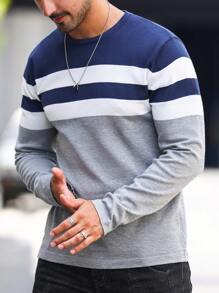 Manfinity Homme Men Color Block Sweater, For Fall Winter, Long Sleeve Top - Multicolor - View 4