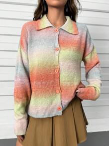 Lunelith SHEIN Lunessa Ombre Drop Shoulder Cardigan Fall Cloth For Women