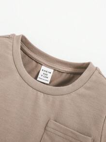 SHEIN 男嬰3入組素色口袋貼布T恤 - 彩色 - 查看 6