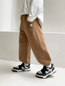 Young Boy Embroidery Letter Pattern Pants