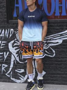 Manfinity Sport Corelite Männer Farbverlauf Buchstaben Grafik Sport Tee Workout Tops