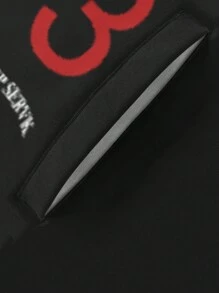 Manfinity LEGND 男士大码字母圖案撞色飛行員夾克 - 黑色 - 查看 5