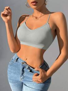Simple Seamless Bralet - Grey - View 3