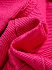 SHEIN Young Girl Slogan & Floral Print Denim Jacket - Rose Red - View 6