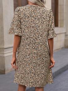 EMERY ROSE Allover Print Flounce Sleeve Tunic Dress - Multicolor - View 2