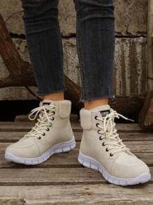 Bottes de neige plates à lacets colorées pour femmes, nouvelle collection 2024, chaudes pour l'hiver