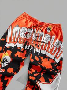 ROMWE MEN Street Life Nam Ngôi sao Đồ họa Chữ cái Eo dây rút Quần - Nhiều màu - Xem 3