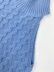 SHEIN Unity Solid Halter Knit Top - Blue - View 5