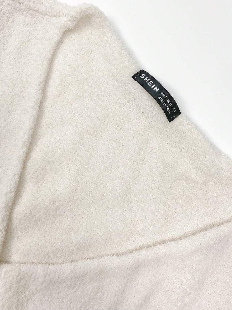 Solid Wrap Tie Back Sweater & Knit Pants Fall Cloth For Women
