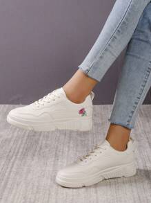 Của phụ nữ Giải trí Bằng phẳng Giày lười Giày trượt băng Với Không trượt Đế - trắng - Xem 3