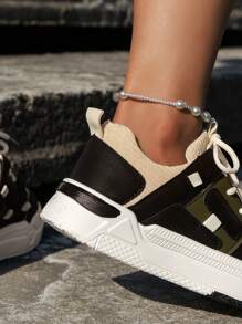 New Arrival Women's Fashionable Round Toe Multicolor Patchwork Casual Sports Shoes