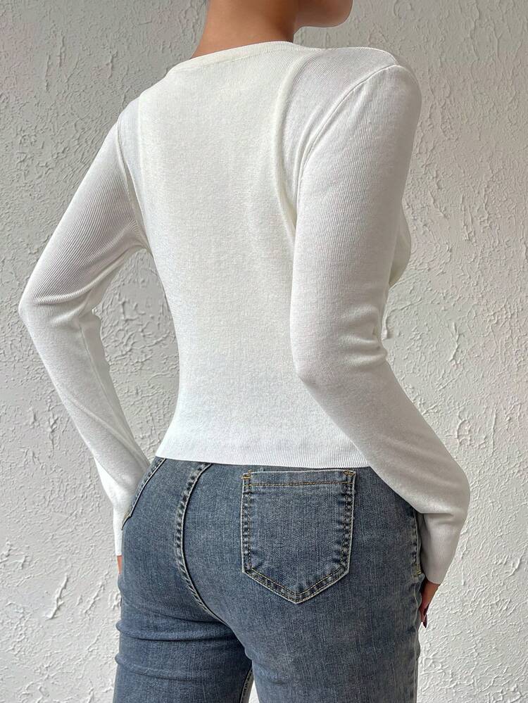 Twist Front Ribbed Knit Pullover Fall Winter Sweater