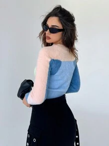 SHEIN Essnce Khối màu Mùa vụ Đan mềm mại Áo len - Nhiều màu - Xem 2