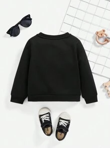 男嬰字母和卡通圖案衛衣 - 黑色 - 查看 2