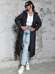 Eilly Bazar Zip Up Hooded Padded Coat For Winter