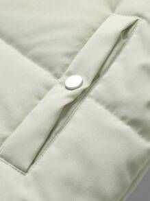 Claim Dot 宽松男士字母图案拉链夹棉大衣，适合秋冬 - 杏色 - 查看 5