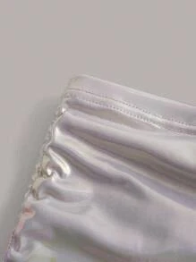 SHEIN ICON Vắt Ca-vát Backless Bodysuit dây & Bên dây rút Váy - Bạc - Xem 6