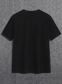 Nam Slogan Đồ họa Hoạt hình Áo thun - màu đen - Xem 2