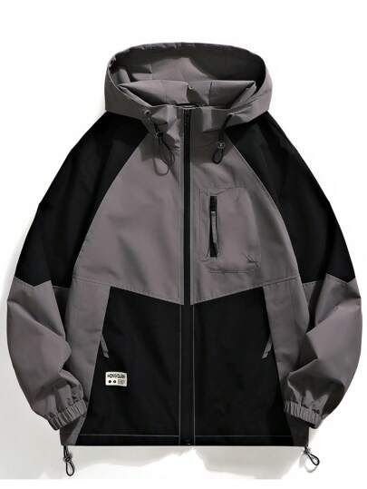 SHEIN プラス アントラープリント テディライン フード付き ジャケット SHEIN プラス アントラープリント テディライン フード付き