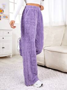 SHEIN EZwear High Waist Straight Leg Pants - Purple - View 5