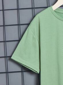 Tween Boys' Dog & Letter Print T-Shirt, Simple Casual Style, Suitable For Daily Wear In Summer - Mint Green - View 4