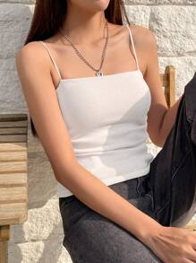 DAZY Solid Ruched Cami Top Tank Tops - Beige - View 7