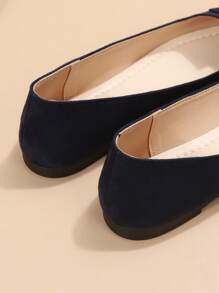 Women's Spring & Autumn Fashionable Pointed Toe Navy Blue Flat Shoes - Dusty Blue - View 3