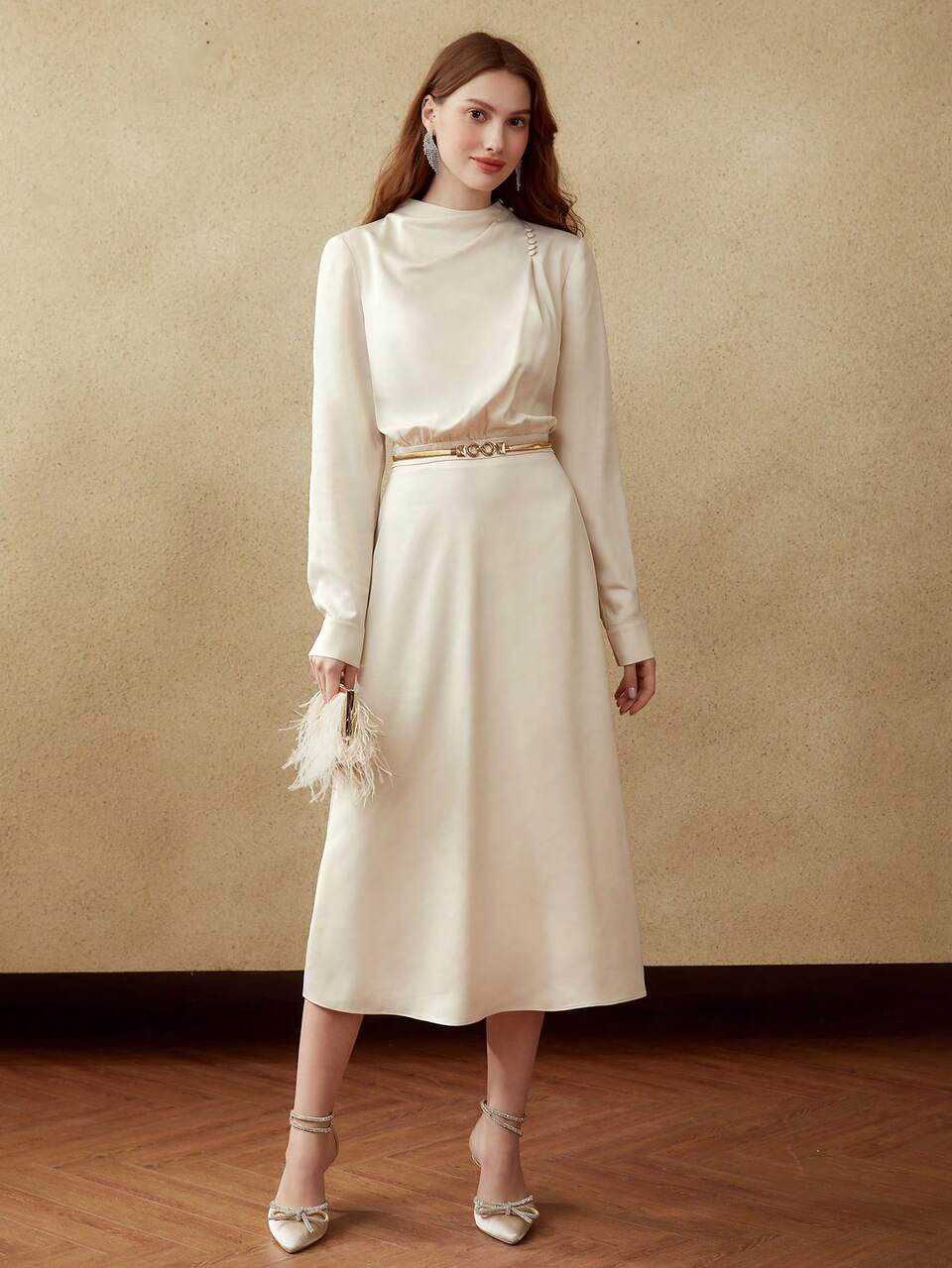 MOTF STRUCTURED REGULAR FIT DRAPED DRESS