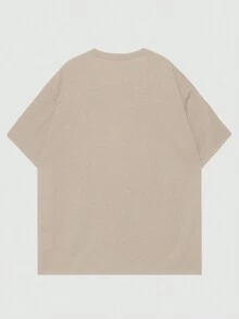 ROMWE MEN Street Life Nam Lá thư Con số & Đồ họa đầu lâu Áo thun - Màu Khaki - Xem 2