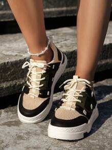 New Arrival Women's Fashionable Round Toe Multicolor Patchwork Casual Sports Shoes