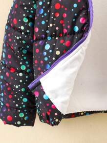SHEIN 1 pezzo Cappotto imbottito con cappuccio e stampa a pois per giovani ragazze