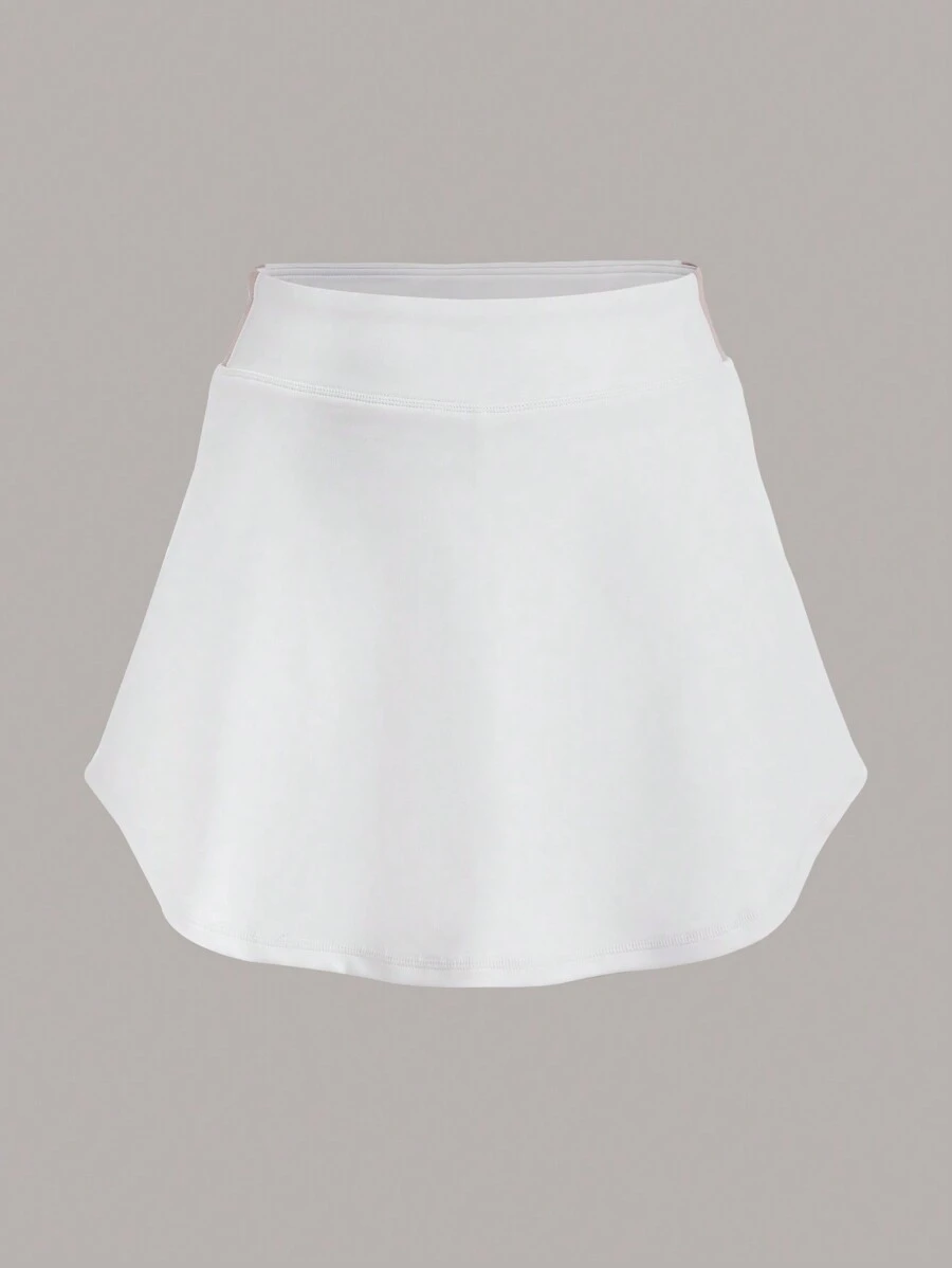 Easithlete Solid Flare Hem Sports Skort Tennis Skirt - White - View 1