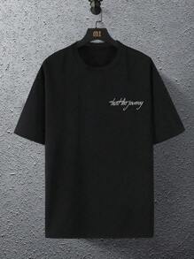 Manfinity LEGND Men Funny Slogan & Figure Graphic Short Sleeve Tee, For Going Out, For Friends, Graphic Tee Men Streetwear, Streetwear Men T-Shirts, Men Graphic Tee, Eclectic Graphic Tee - Black - View 2