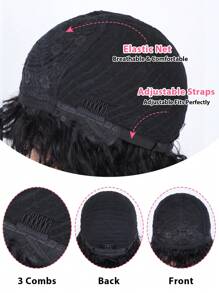 Korte golvende bobpruik met pony's van echt haar 8" Whitney Vibe Water Wave Bod Bang pruiken Luchtige Pixie Cut Bob pruik met pony voor vrouwen