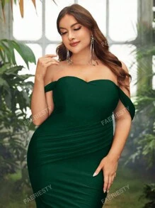 Faeriesty Robe de soirée longue avec épaules dénudées et ourlet de sirène, robe élégante pour le bal de promo, le mariage ou les dîners. Convient pour les cérémonies de remise des diplômes.