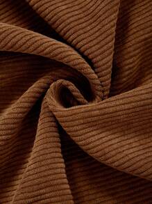 SHEIN EZwear 棕色梭織燈芯絨半身裙 - 棕色 - 查看 3