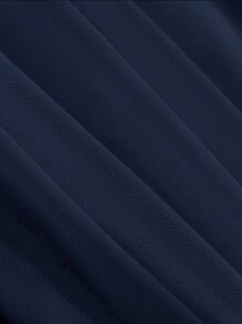 SHEIN MOD Navy Blue Summer Solid Ruched Mesh Tube Top - Navy Blue - View 4