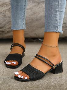Women Knit Comfortable High Heel Sandals For Daily Casual Wear