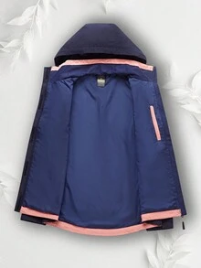Cazadora Con Cordón A Prueba De Viento Y Camisa De Compresión - Azul Marino - Ver 2