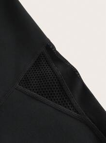 Easithlete Solid Wideband Waist Sports Leggings - Black - View 5