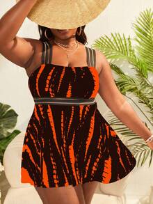 SHEIN Swim Curve 渲染撞色網紗坦克泳衣 - 彩色 - 查看 3