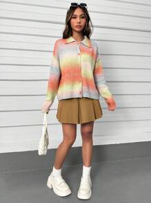 Lunelith SHEIN Lunessa Ombre Drop Shoulder Cardigan Fall Cloth For Women