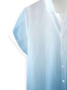 Manfinity Homme Loose Men's Plus Size Ombre Shirt With Pocket Patch - Blue - View 6